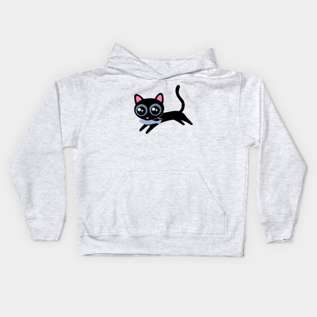 Cute Kitty Cat with Fish Kids Hoodie by JayJayJackson